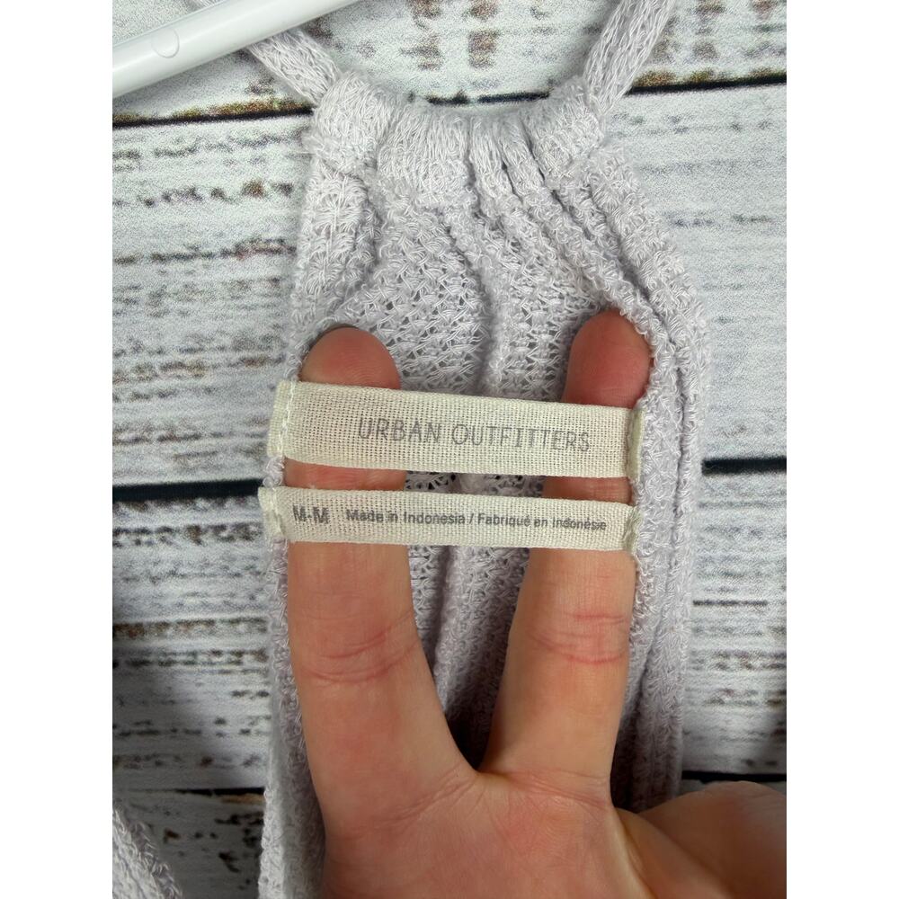 Urban Outfitters Lola Thermal Waffle Knit Tank Babydoll Medium Gray Coastal Boho - Picture 3 of 6